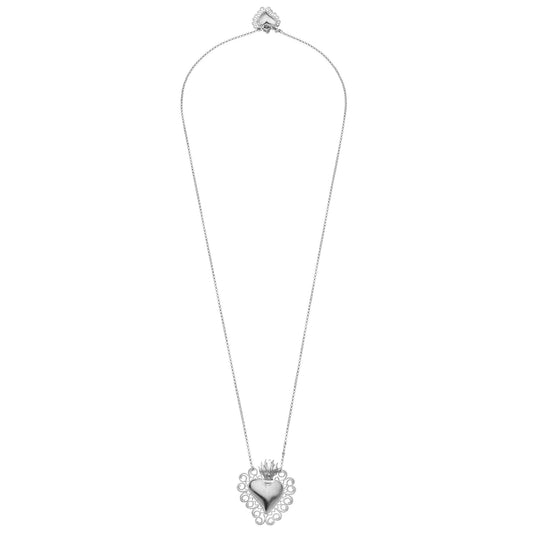 CORAZON Sacred Heart 925 sterling silver escapulario necklace #MS099CL - MARIA SALVADOR