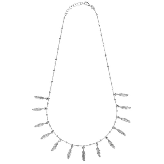 GABRIEL Feathers silver necklace #MS009CL - MARIA SALVADOR
