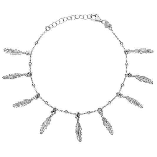 GABRIEL 9 feathers silver bracelet #MS027BR - MARIA SALVADOR