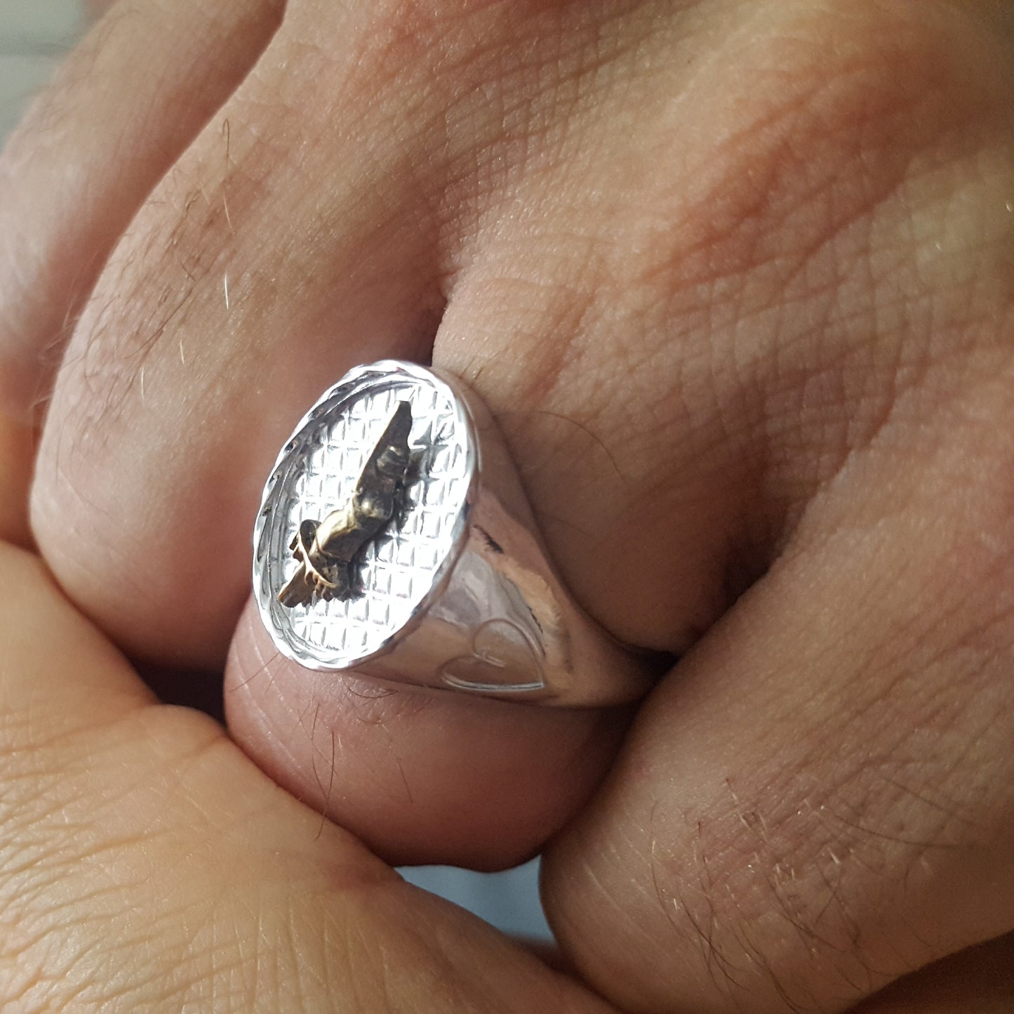 CIRCUS ACROBAT WOMAN chevalier silver ring #MS115AN - MARIA SALVADOR