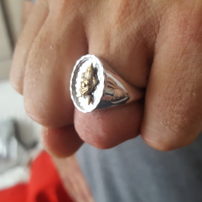 CIRCUS CLOWN chevalier silver ring #MS113AN - MARIA SALVADOR