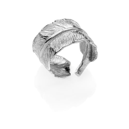 GABRIEL feather ring 925 sterling silver #MS088AN - MARIA SALVADOR