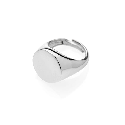 PAUL Round chevalier ring 925 sterling silver #MS092AN - MARIA SALVADOR