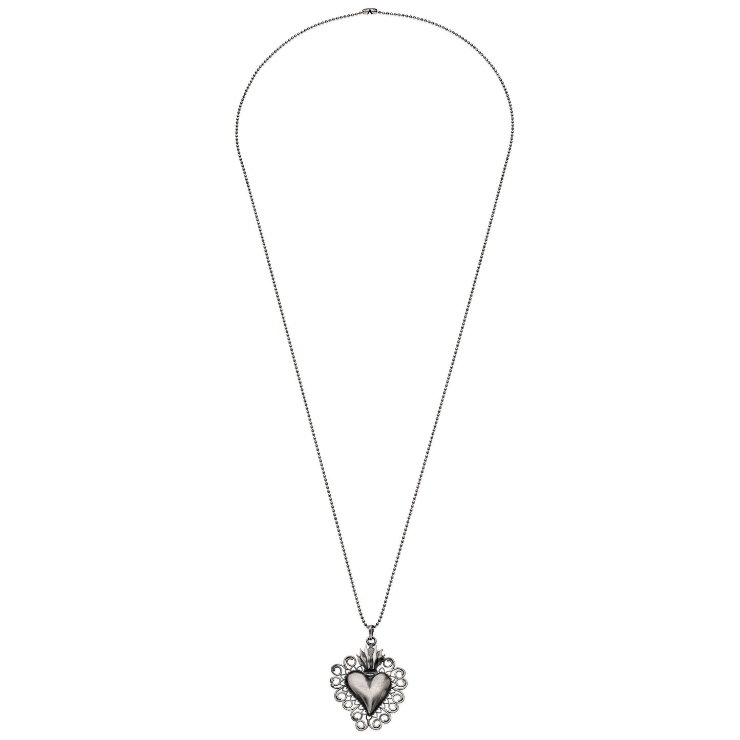 CORAZON Sacred Heart 925 sterling silver vintage necklace pendant #MS024CL - MARIA SALVADOR
