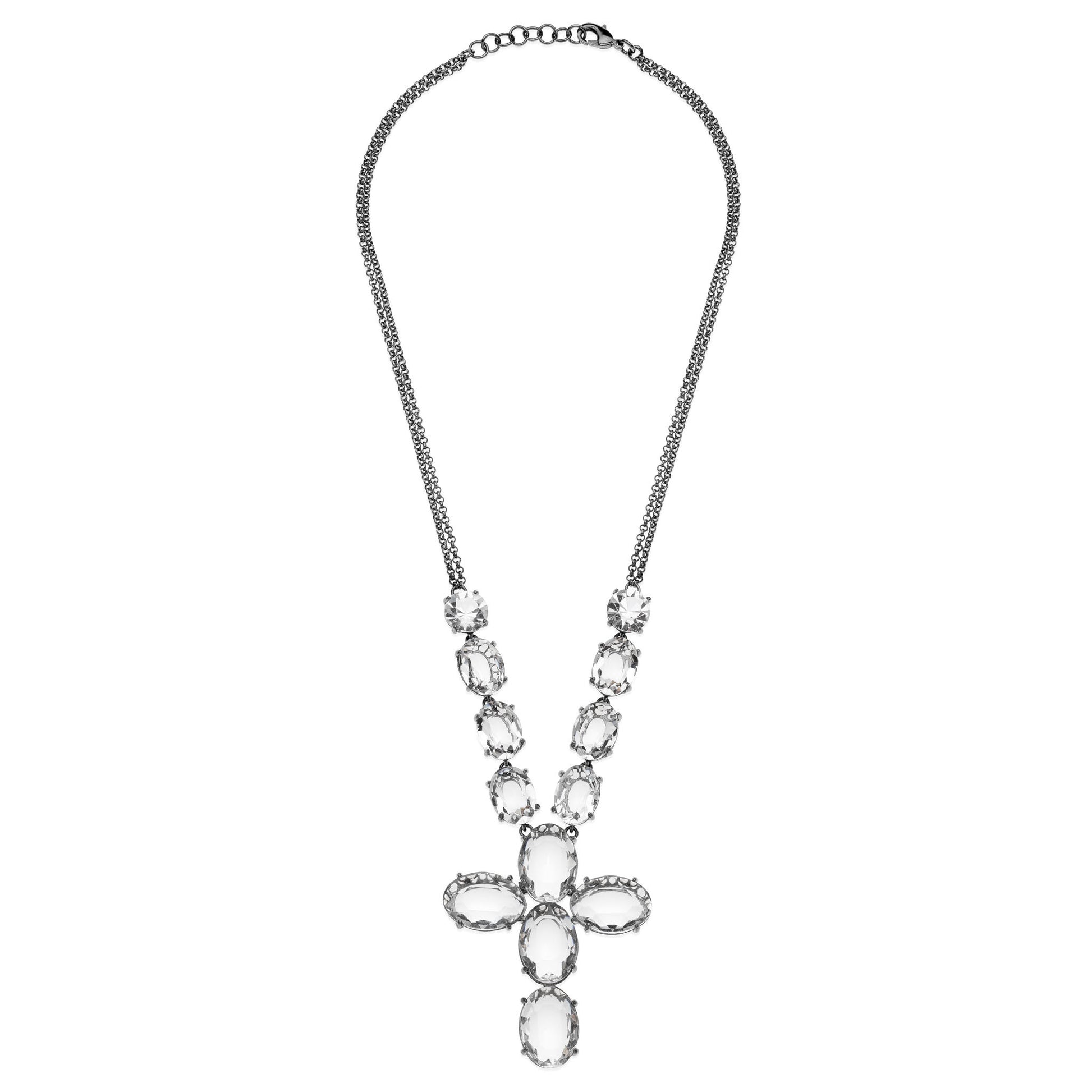 DIANA transparent Cross Swarovski Necklace #MS001CL - MARIA SALVADOR