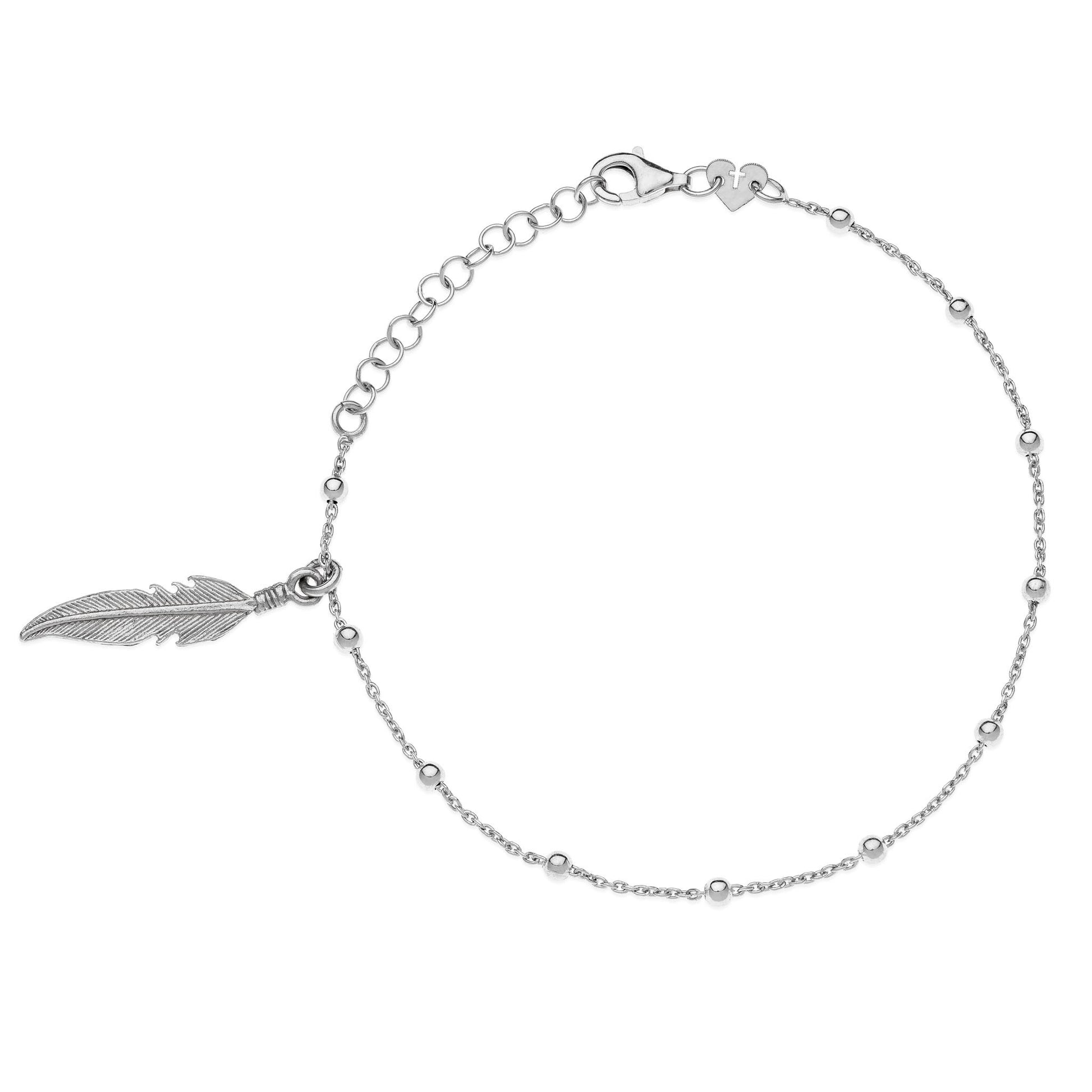 GABRIEL 1 feather silver bracelet #MS025BR - MARIA SALVADOR