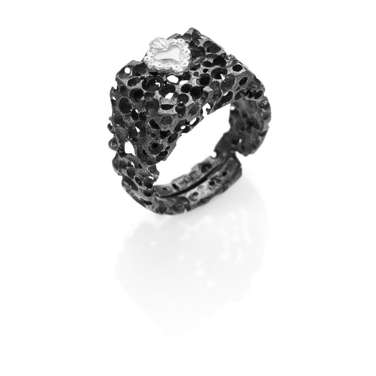 CORAZON 925 sterling silver ring black #MS083AN - MARIA SALVADOR
