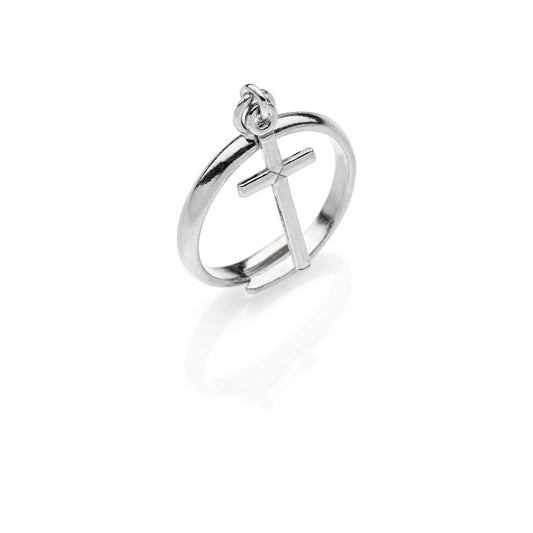 FRANCESCO Cross charm chain silver ring #MS082AN - MARIA SALVADOR