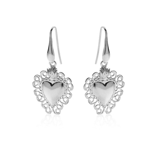 CORAZON M Sacred Heart 925 sterling silver earrings #MS041OR - MARIA SALVADOR