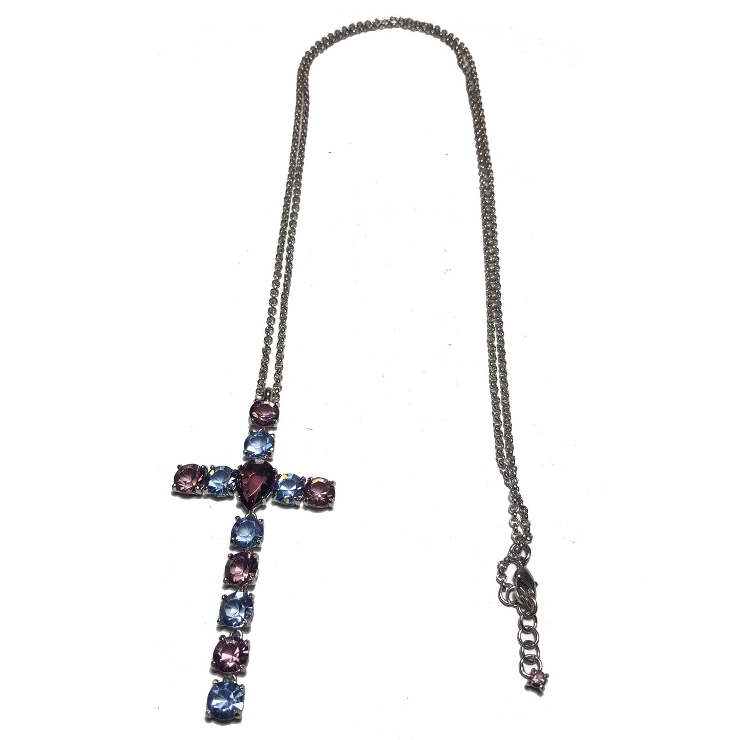 DIANA small cross Swarovski stone brass necklace #MS104CL - MARIA SALVADOR